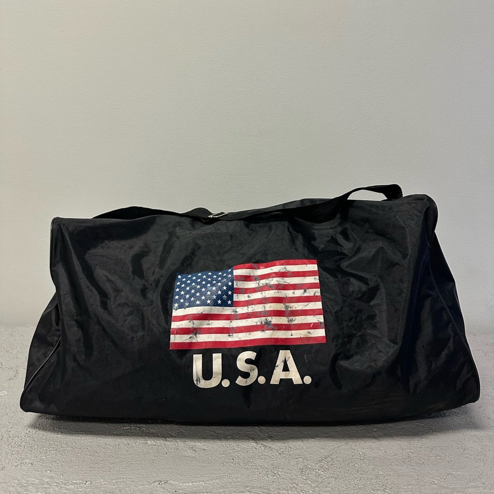 Vintage American Black USA Flag Duffel Bag